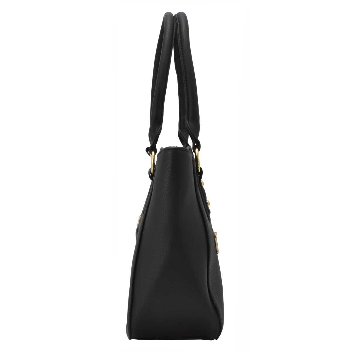 Bolso Satchel Negro con Textura Frontal Y Tasel Ted Lapidus