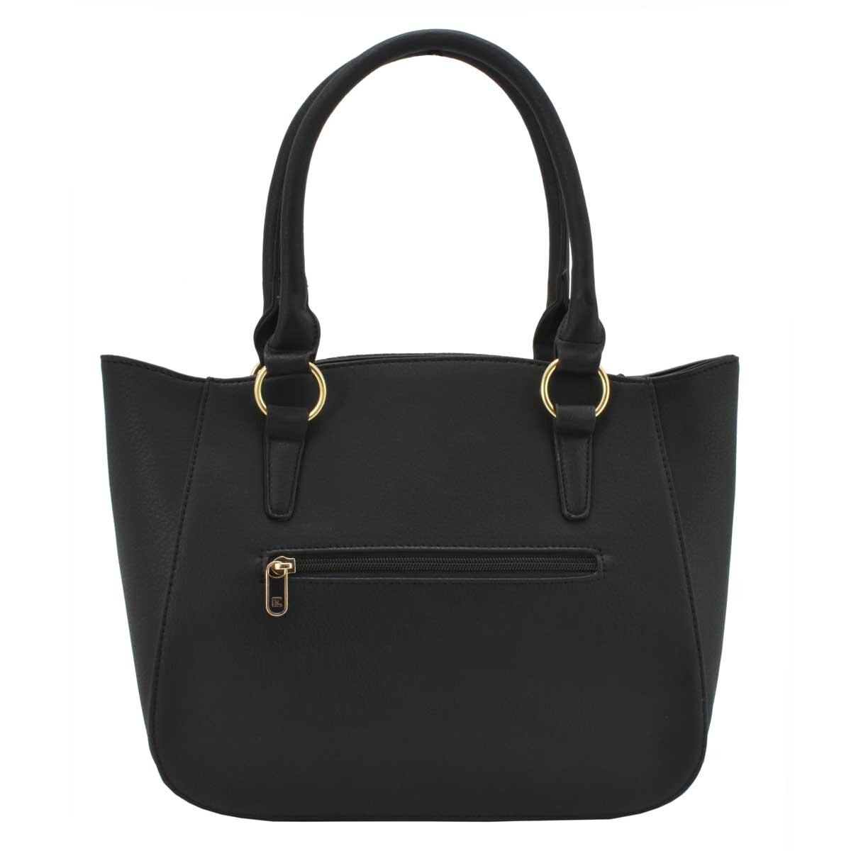 Bolso Satchel Negro con Textura Frontal Y Tasel Ted Lapidus