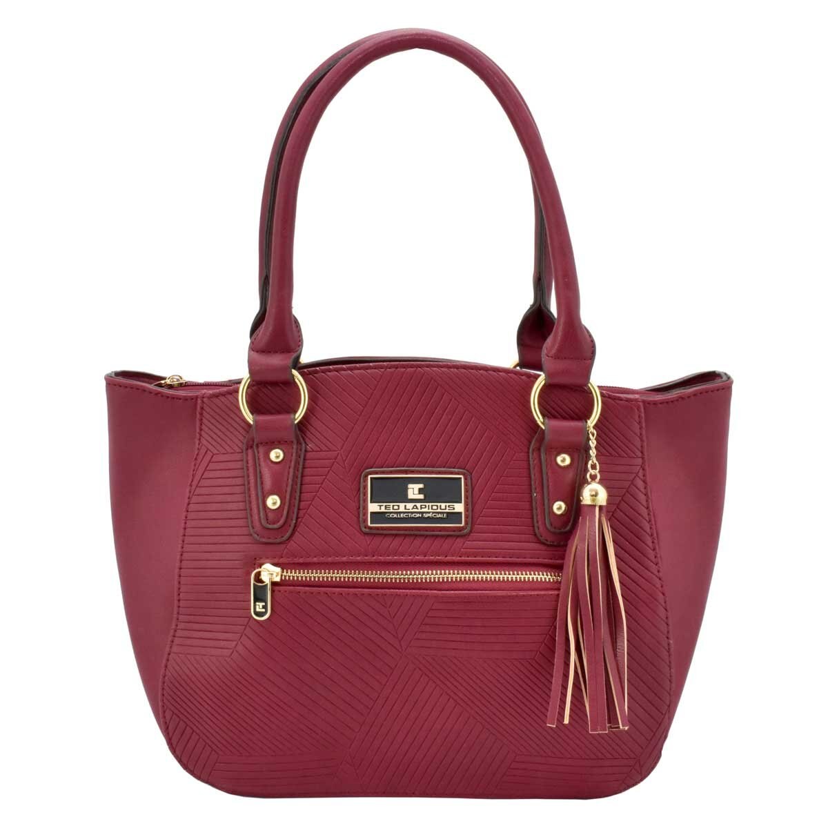 Bolso Satchel Vino con Textura Frontal Y Tasel Ted Lapidus