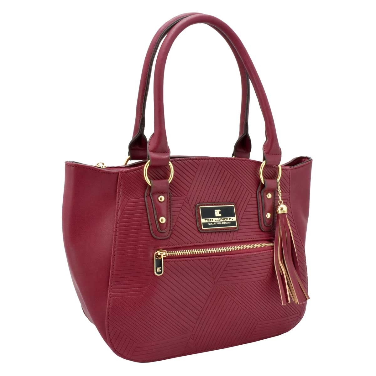 Bolso Satchel Vino con Textura Frontal Y Tasel Ted Lapidus