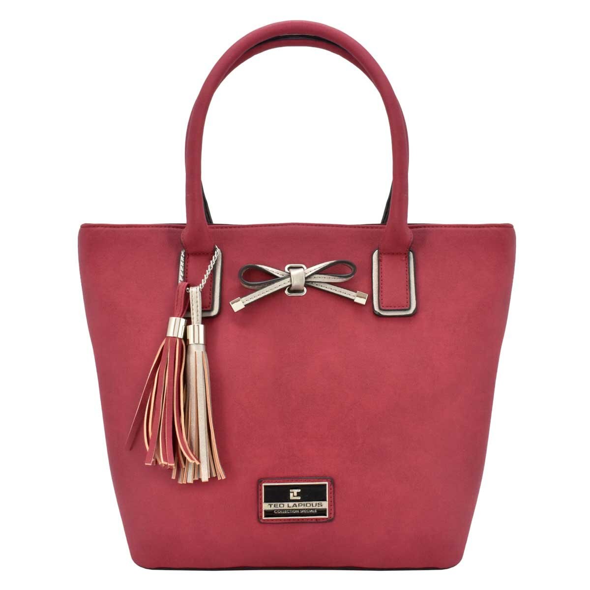 Bolso Tote Rojo con Moño Y Tasel Colgante Ted Lapidus