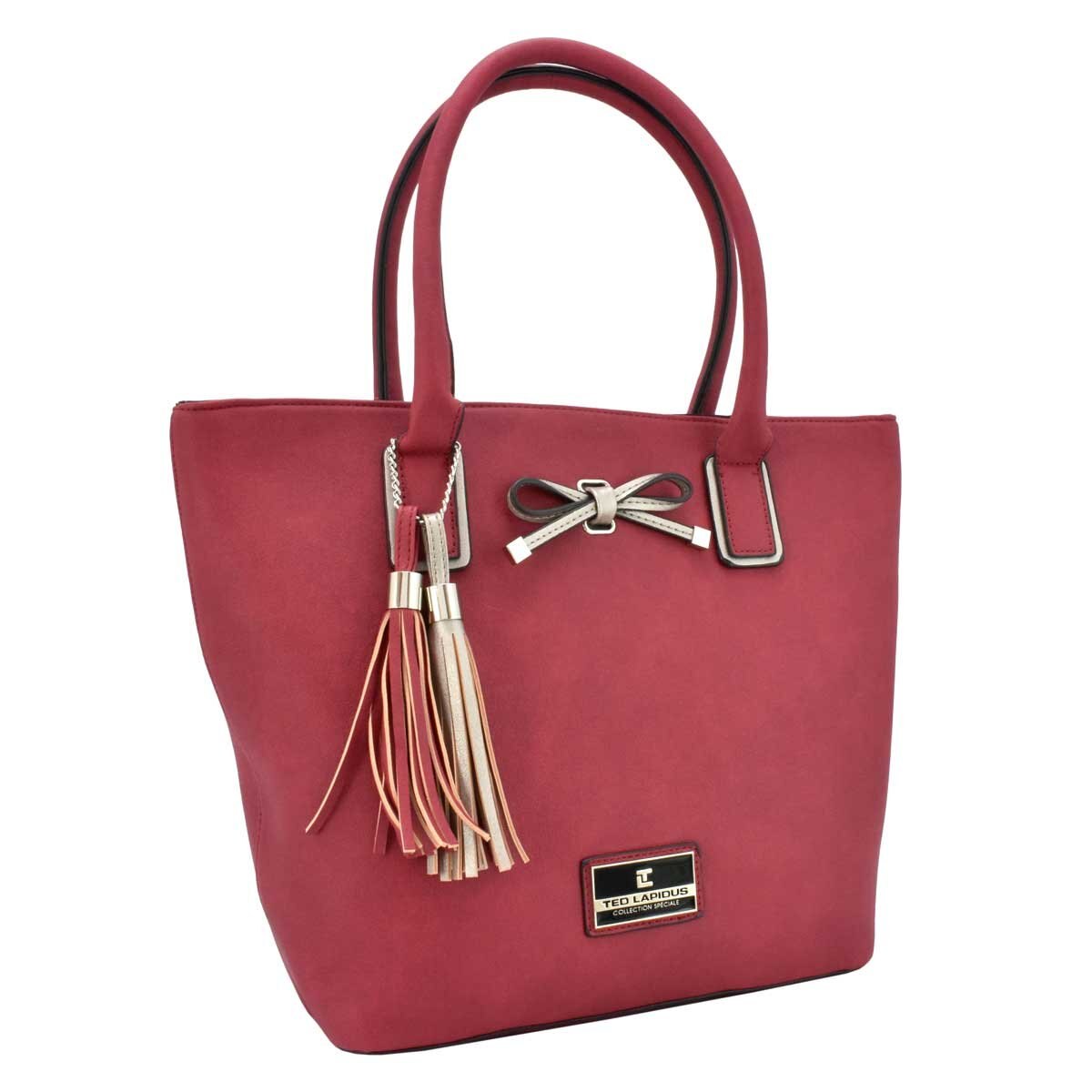 Bolso Tote Rojo con Moño Y Tasel Colgante Ted Lapidus