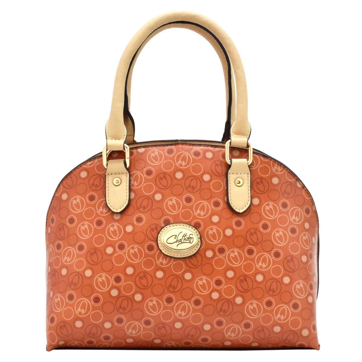 Bolso Crossbody Camello con Impresión de Monograma Chatties