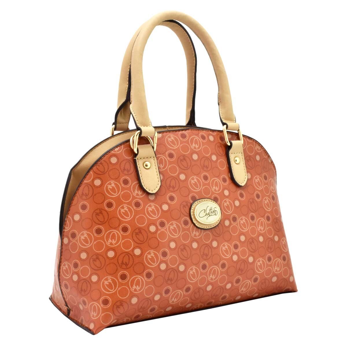 Bolso Crossbody Camello con Impresión de Monograma Chatties