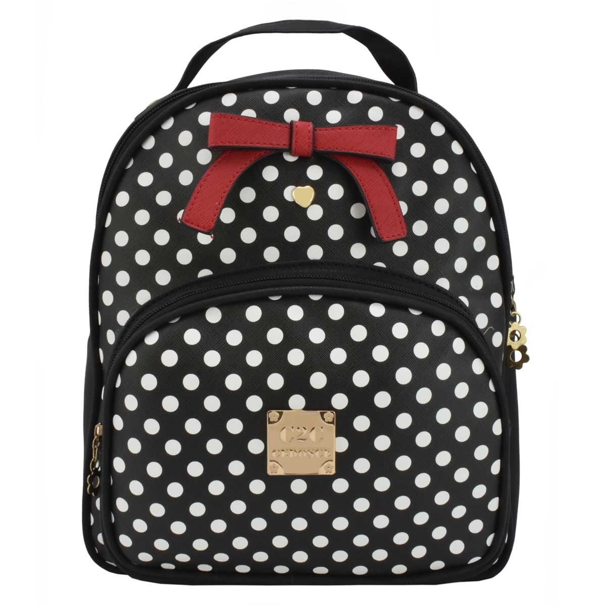 Bolso Backpack Negro con Lunares Blancos C2C