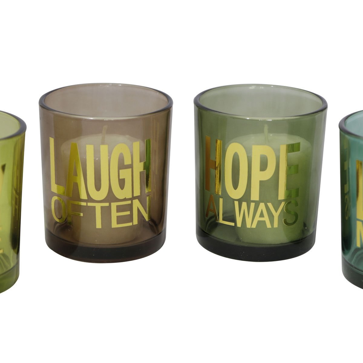 Home Nature Juego de 4 Velas Letras Doradas