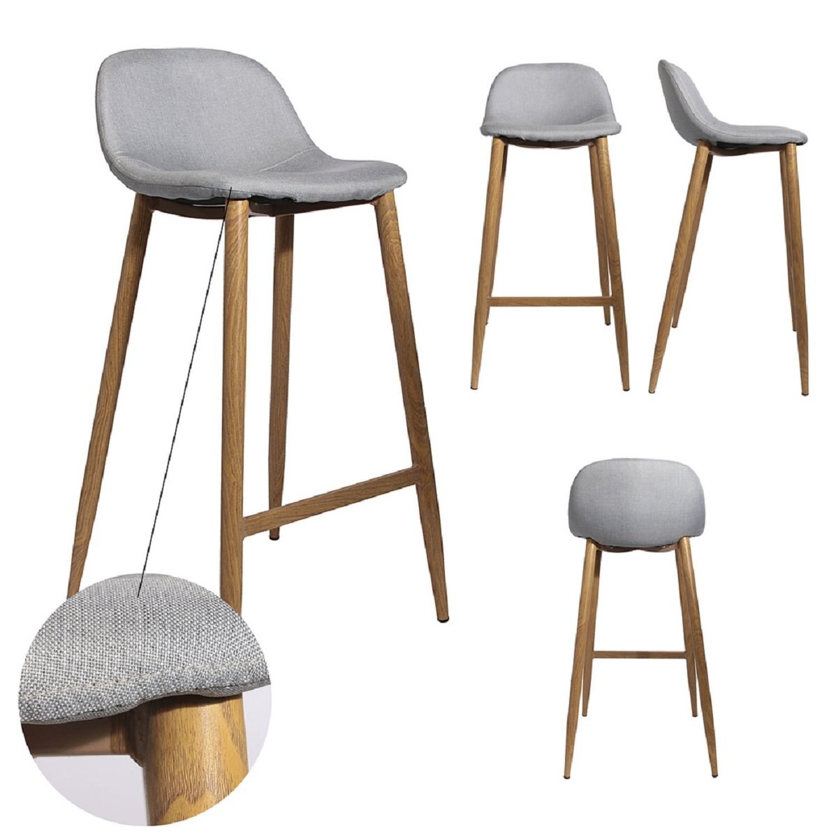 Taburete Bar Barra Pies Gris Metal M4 The Home Deco Factory