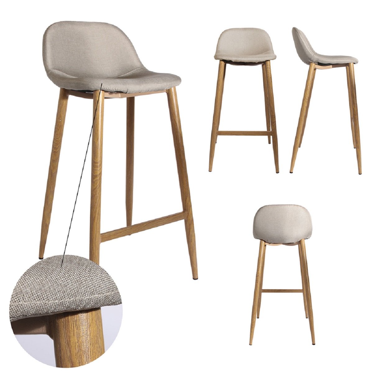 Bar Taburete Amarillento Tela Pies de Metal M4 The Home Deco Factory
