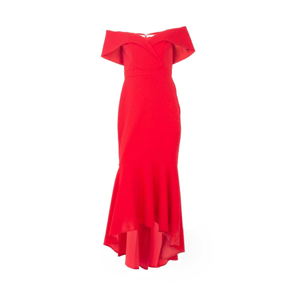 Vestido con Desnivel Sin Hombros Noshe