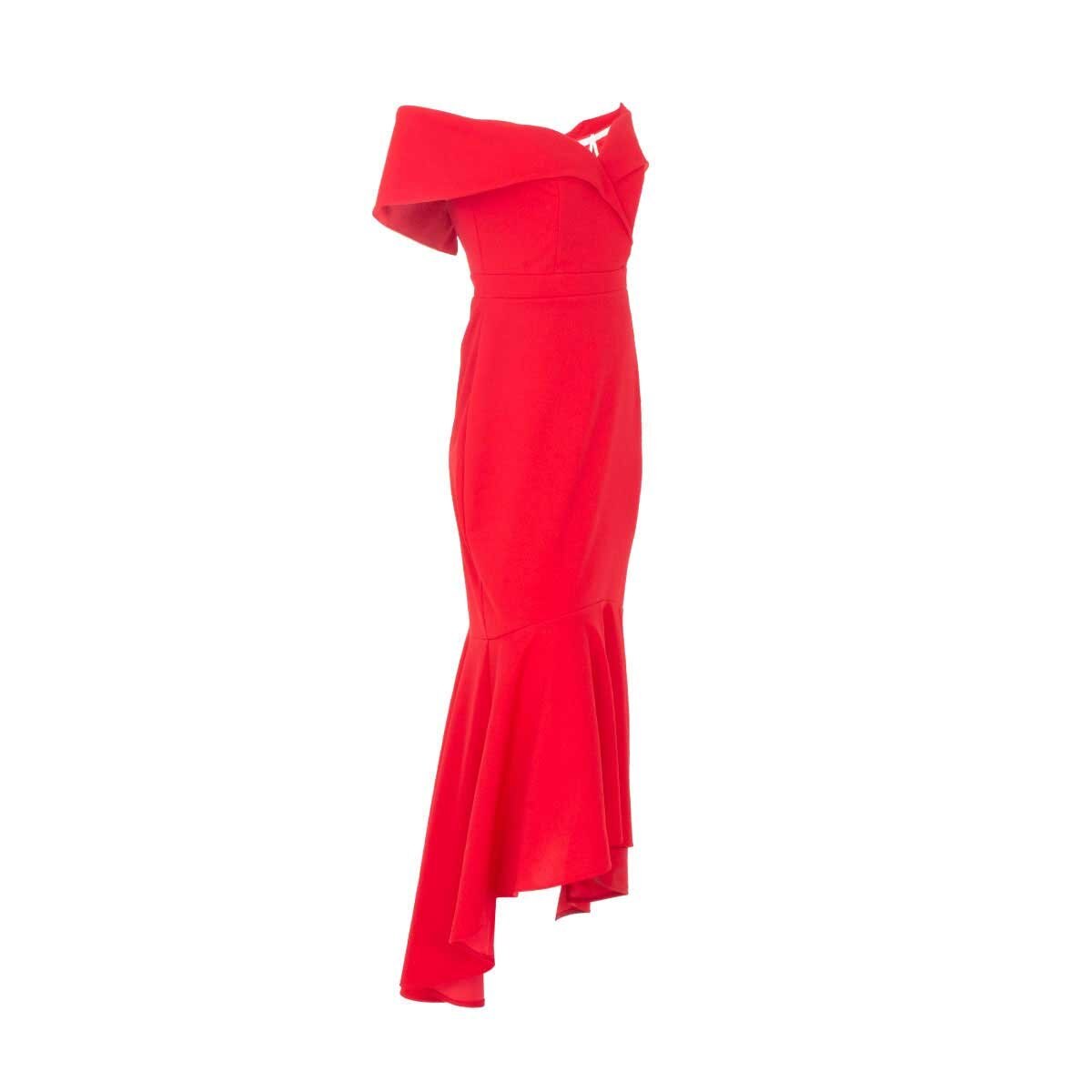 Vestido con Desnivel Sin Hombros Noshe