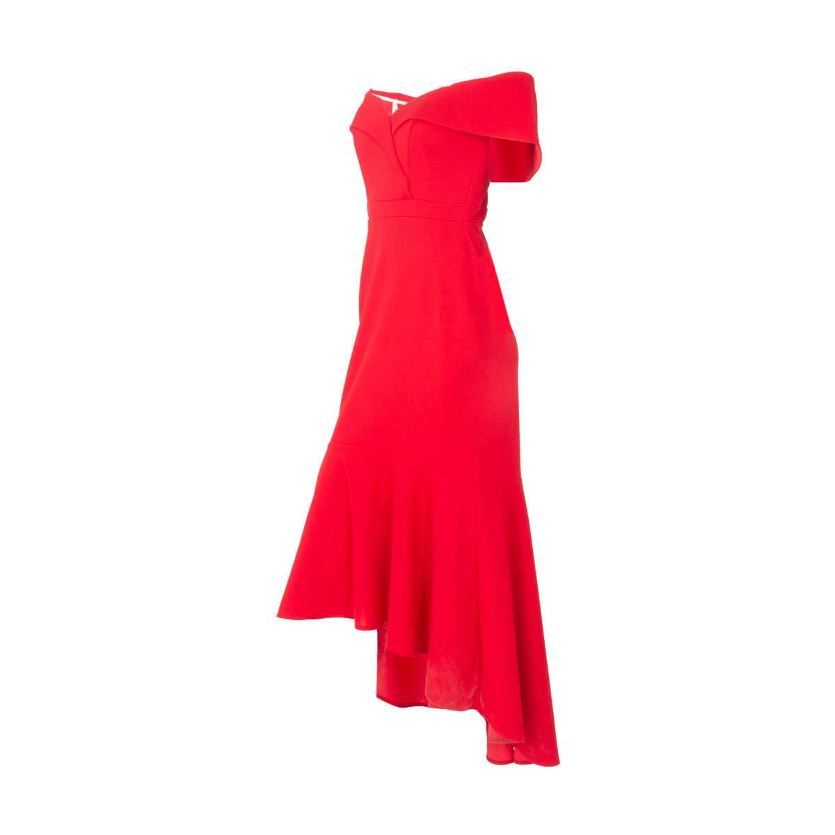 Vestido con Desnivel Sin Hombros Noshe