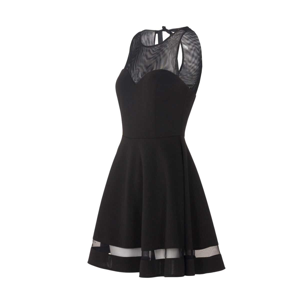 Vestido Liso con Transparencias Noshe