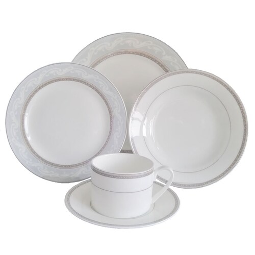 Vajilla 30 Piezas Redonda Gris Flora Hebei Yi