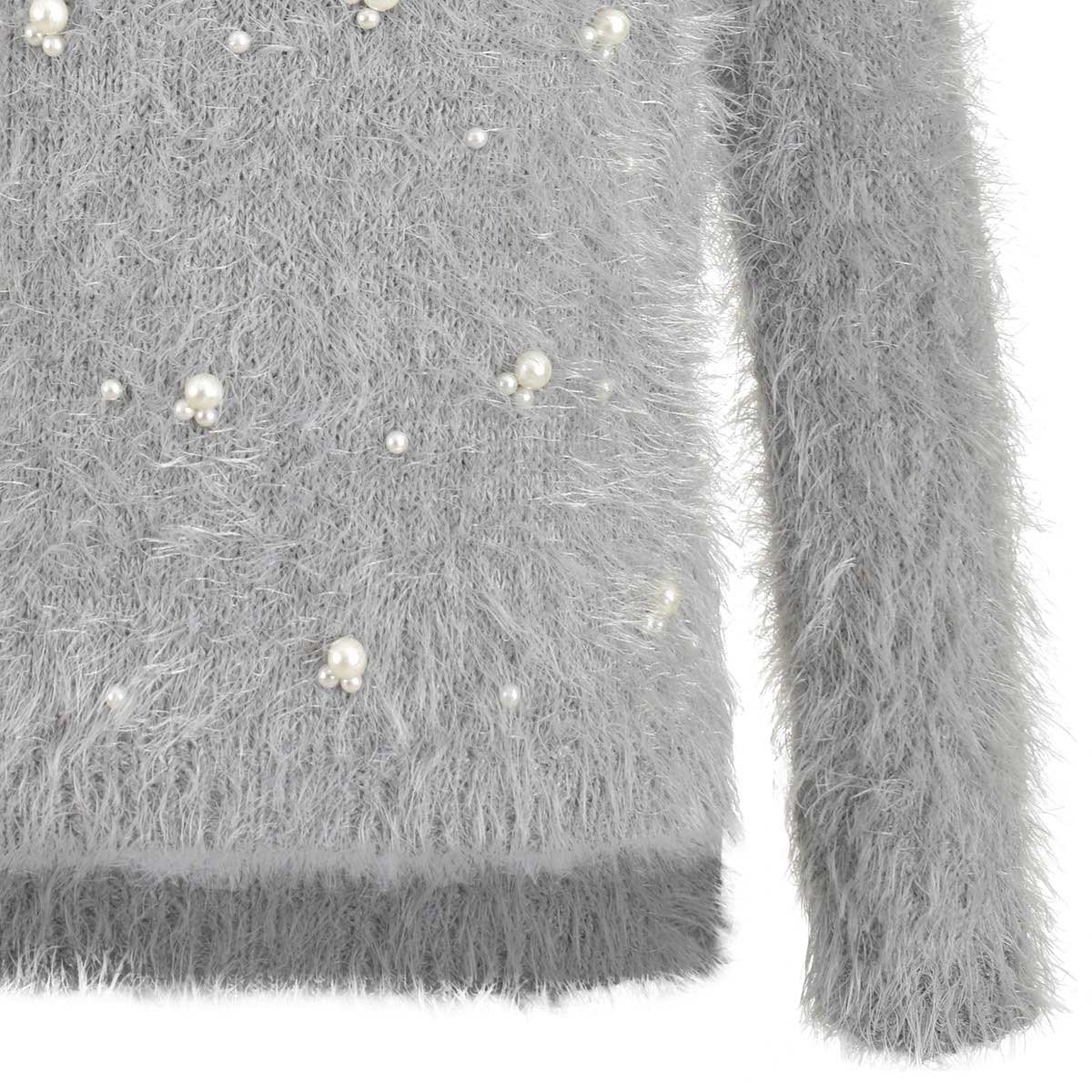 Suéter Peluche Cuello Redondo Aplicación de Perlas Studio si para Niña