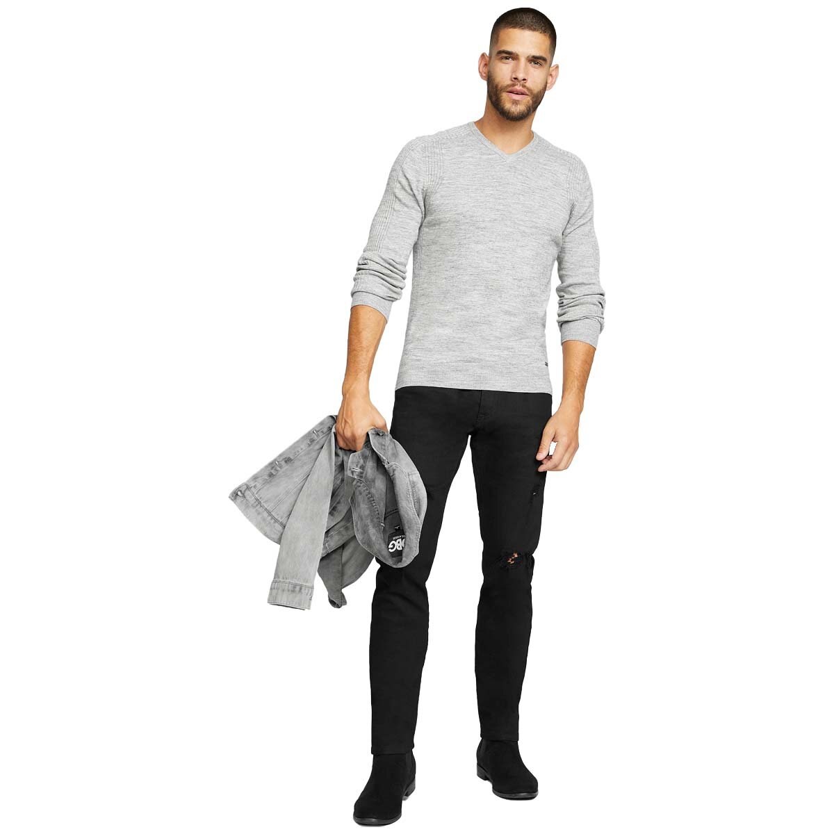 Suéter Liso Gris G By Guess para Caballero