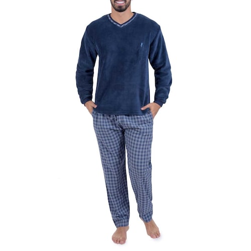 Pijama Polar Frannel con Pantalón de Franela Moda Villa