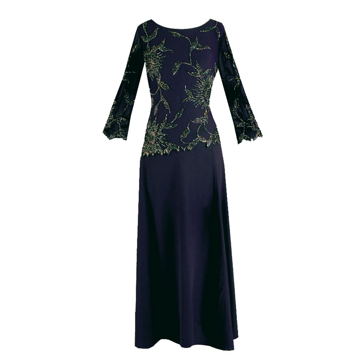 Vestido Largo de Manga Larga con Talle Bordado J Kara