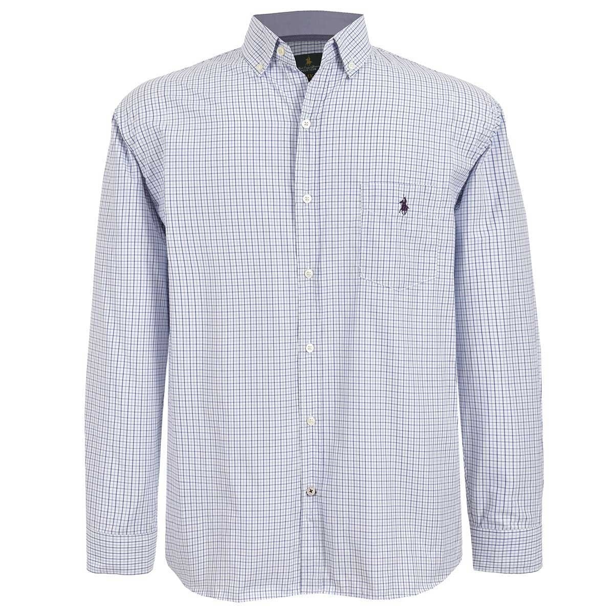 Camisa de Manga Larga con Cuadros Azul Polo Club Plus para Caballero