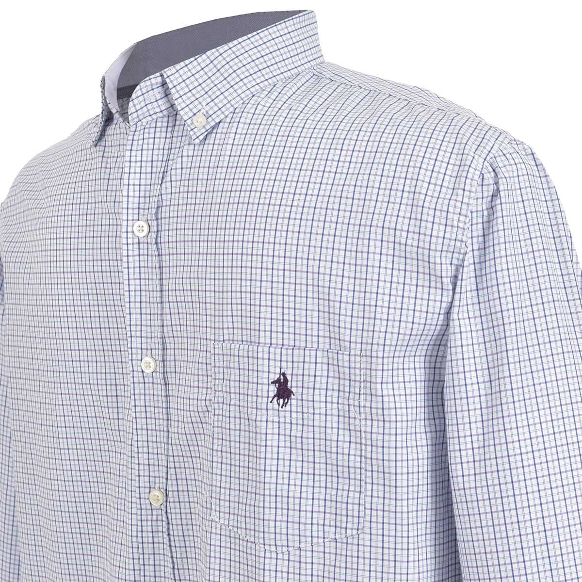 Camisa de Manga Larga con Cuadros Azul Polo Club Plus para Caballero