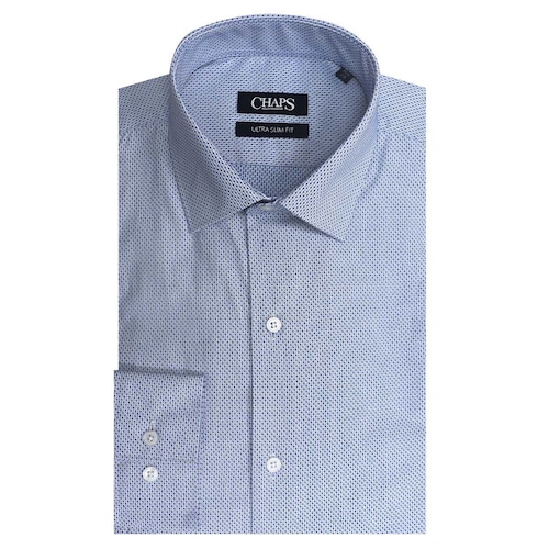 Camisa de Vestir Azul Combinado Corte Ultra Slim Chaps para Caballero