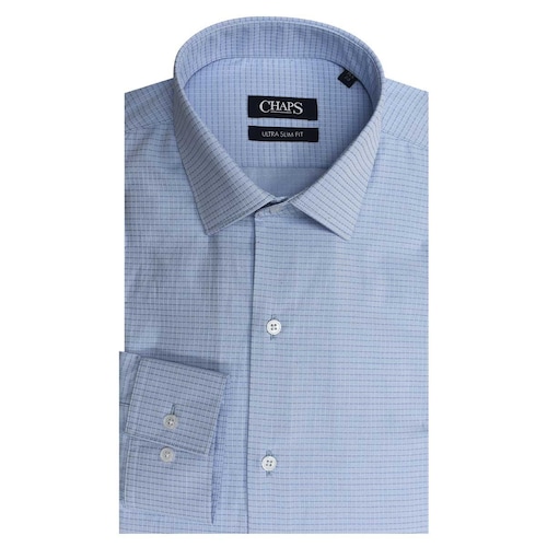 Camisa de Vestir Azul Medio Corte Ultra Slim Chaps para Caballero