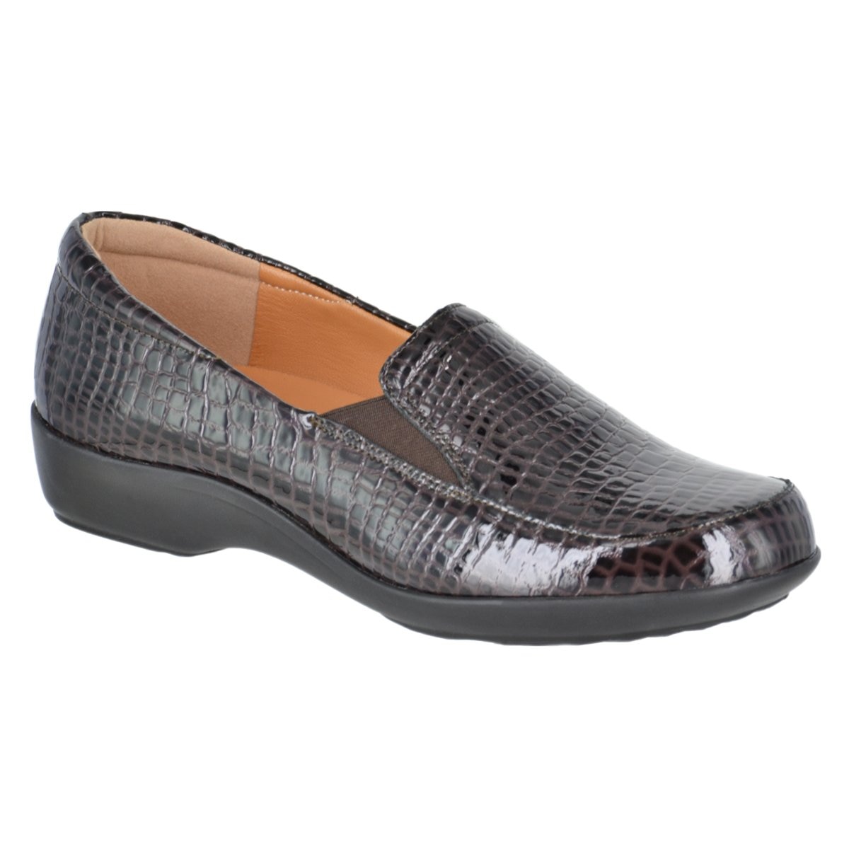 Mocasín con Textura Croco Color Café Joyce