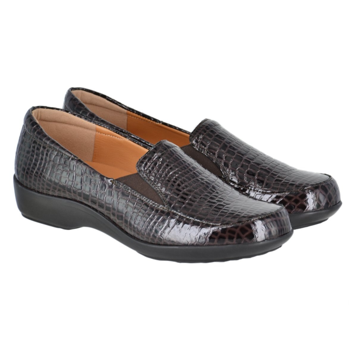 Mocasín con Textura Croco Color Café Joyce