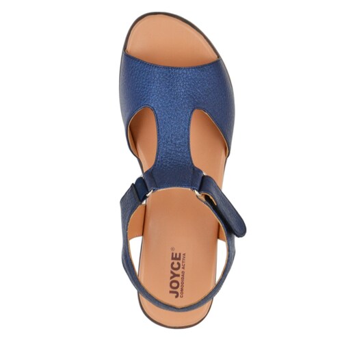 Sandalia en T con Ajuste Velcro Color Azul Marino Joyce