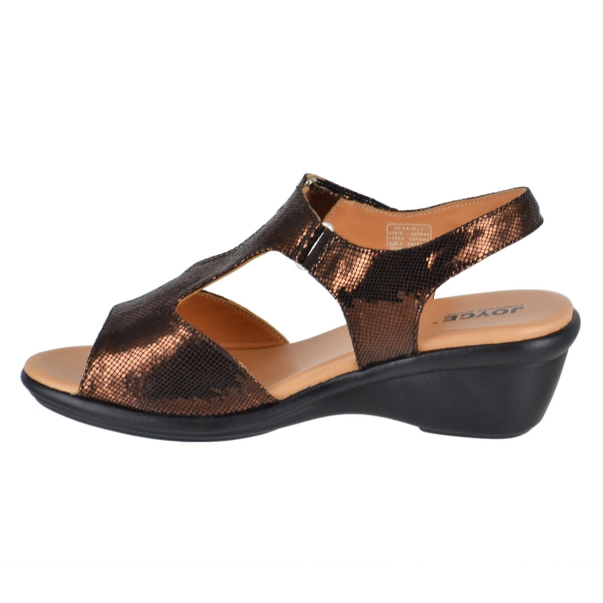 Sandalia en T con Ajuste Velcro Color Café Joyce