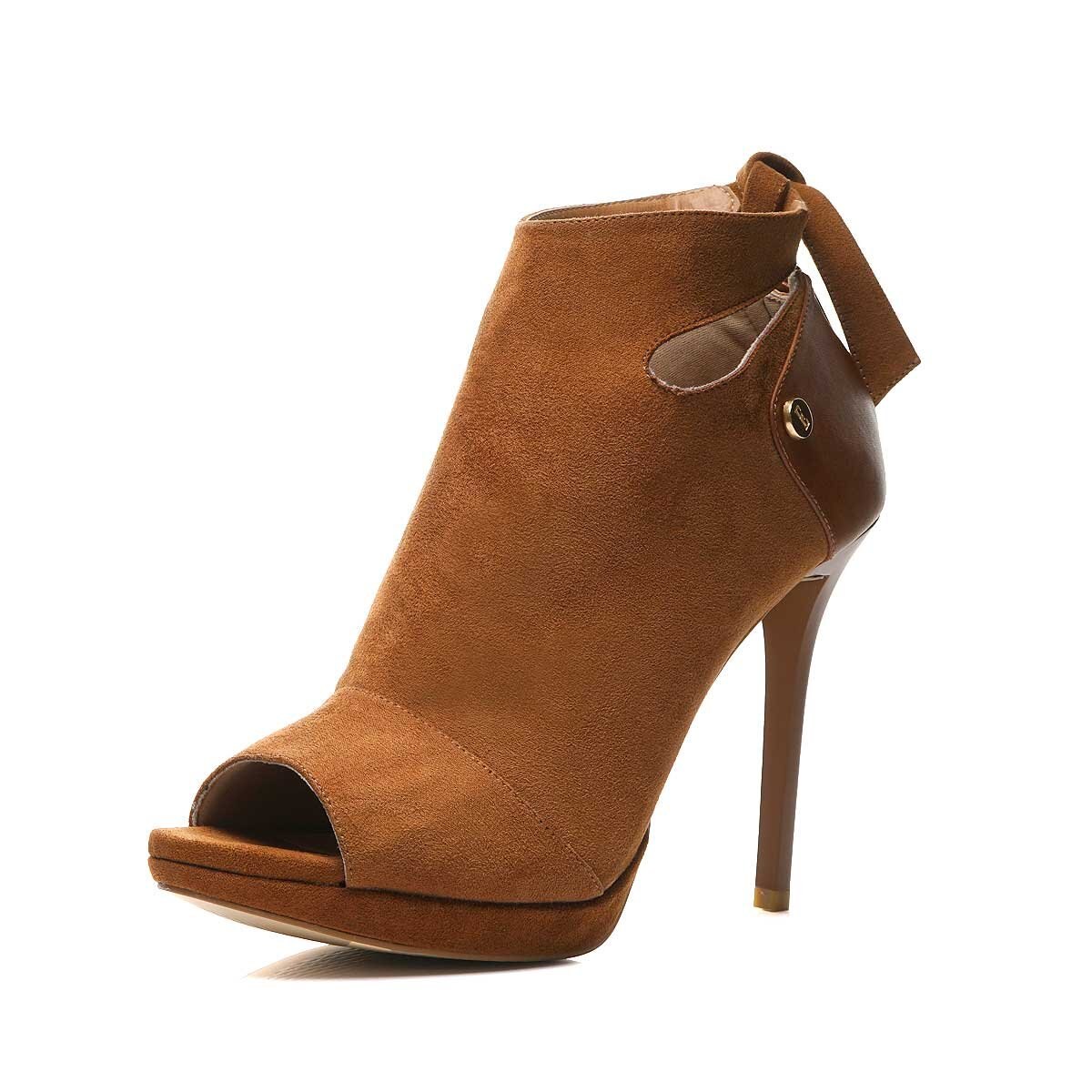 Shootie con Cierre Y Ajuste Cierre Trasero Café Medio Elle