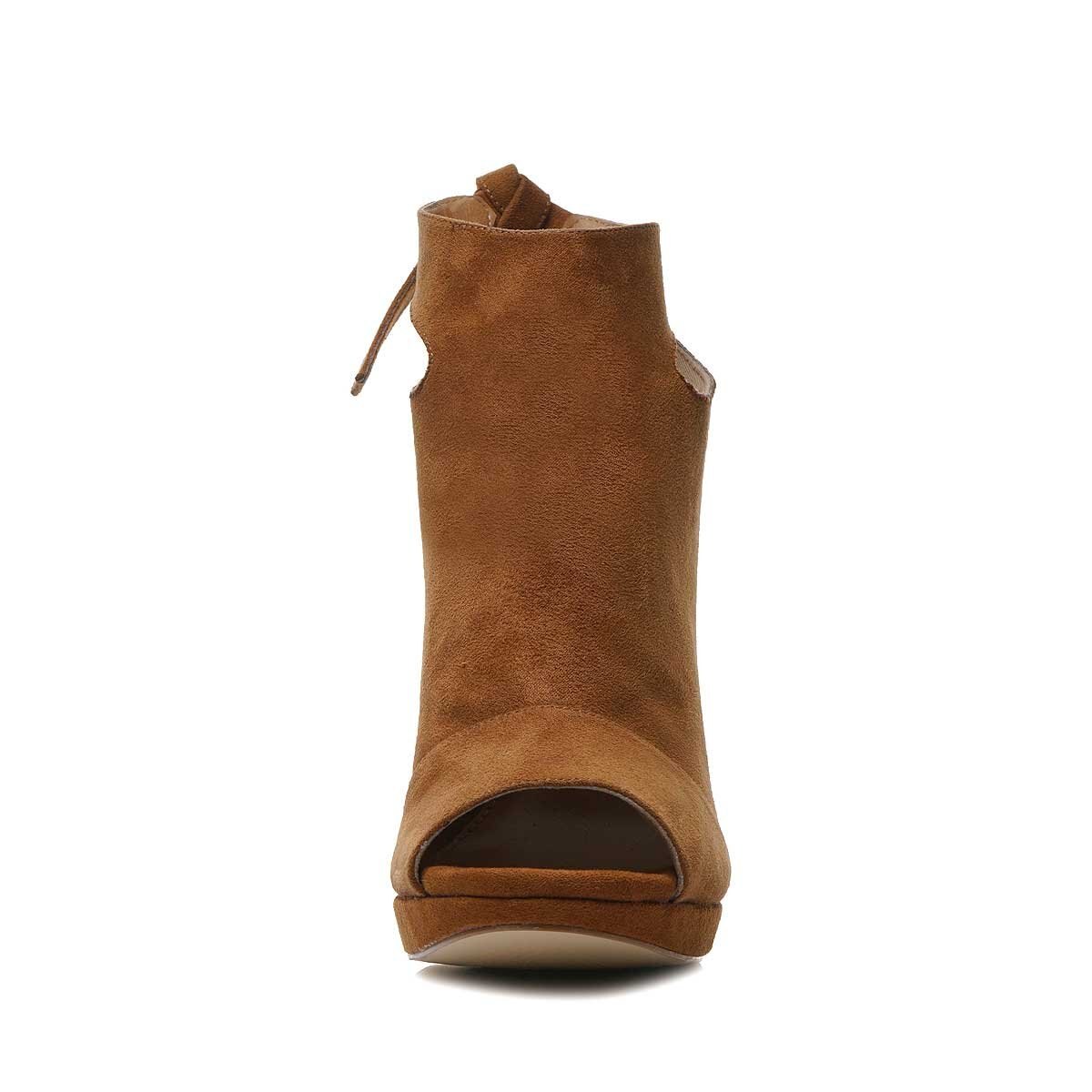 Shootie con Cierre Y Ajuste Cierre Trasero Café Medio Elle