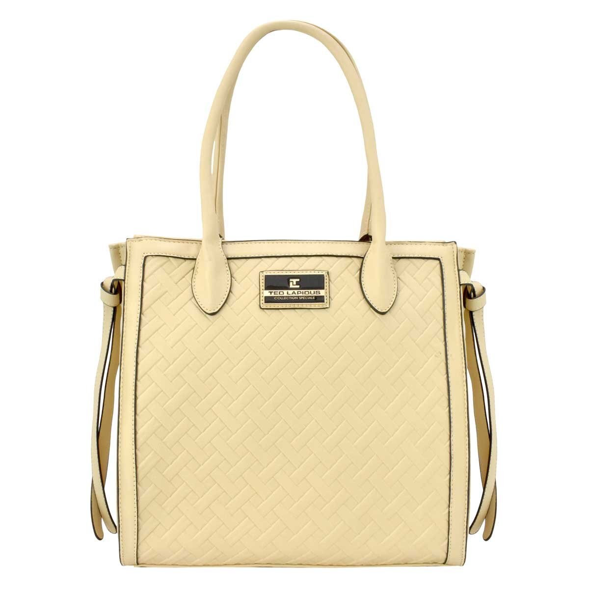 Bolso Tote Beige con Textura Frontal Ted Lapidus