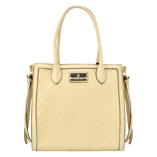 Bolso Tote Beige con Textura Frontal Ted Lapidus