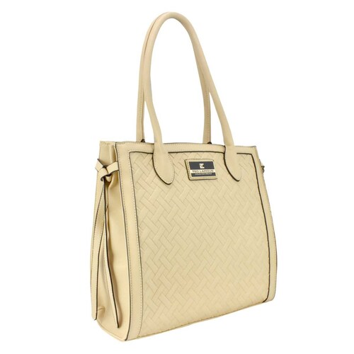 Bolso Tote Beige con Textura Frontal Ted Lapidus