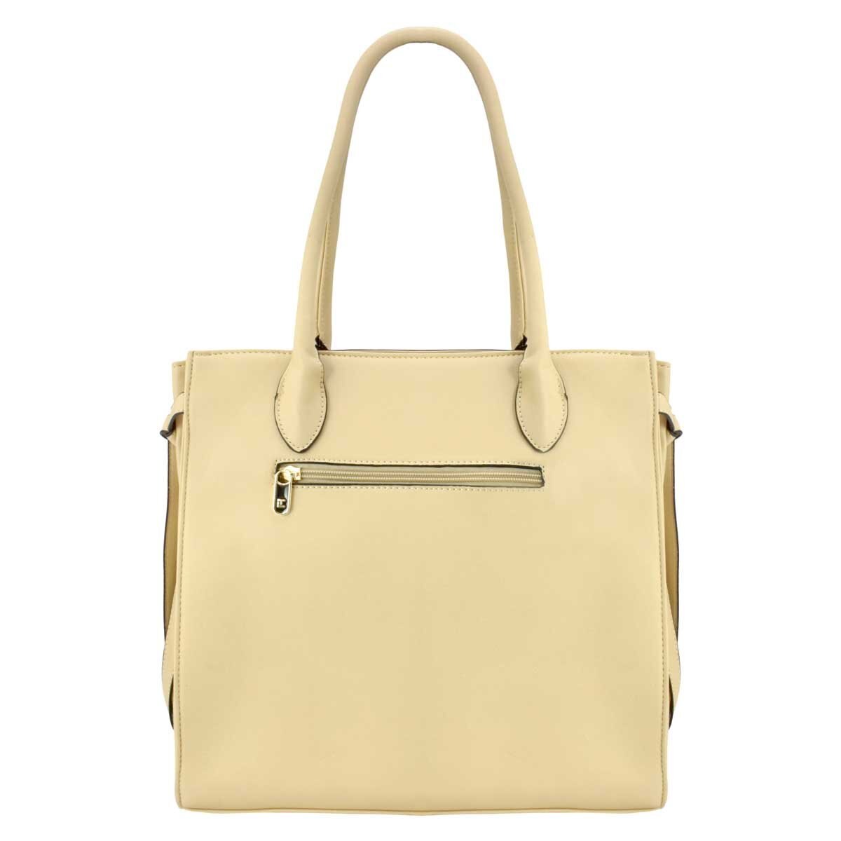 Bolso Tote Beige con Textura Frontal Ted Lapidus