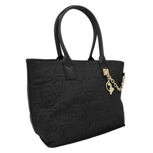 Bolso Tote Negro Capitonado Baby Phat