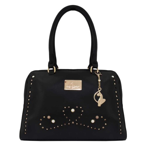 Bolso Satchel Negro con Detalles Dorados Baby Phat