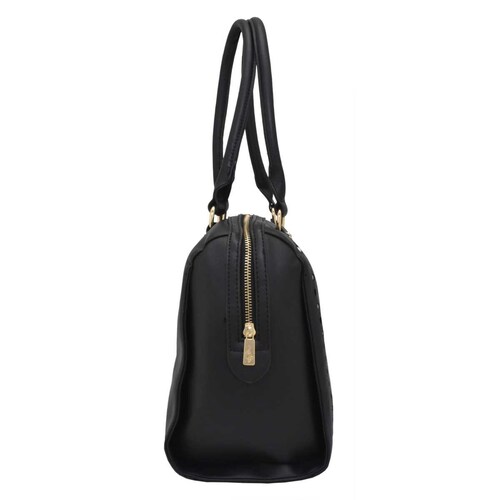 Bolso Satchel Negro con Detalles Dorados Baby Phat