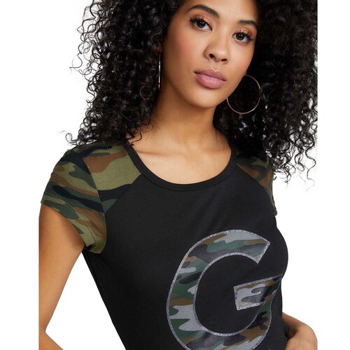 Playera Negra con Camuflaje G By Guess para Dama