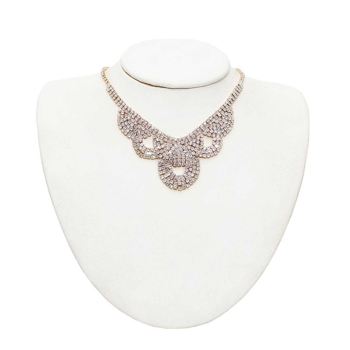 Set de Regalo Aretes Y Collar con Incrustaciones de Cristal Dorado Wonder Charms
