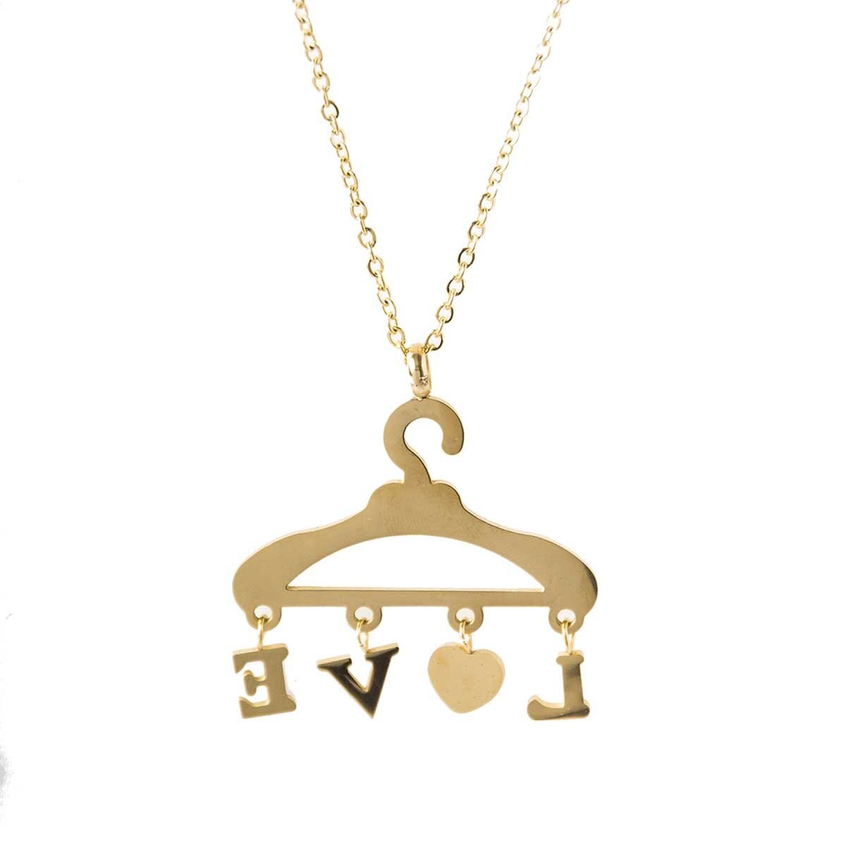 Juego de Aretes Y Collar Gancho Love Dorado Wonder Charms