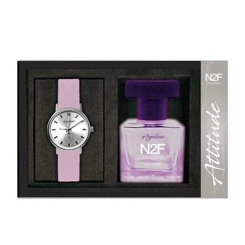 Set Reloj + Mini Fragancia para Dama Nine 2 Five Setn2F104 Lila