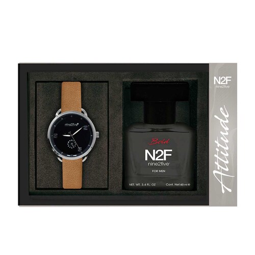 Set Reloj + Mini Fragancia para Caballero Nine 2 Five Setn2F110 Café