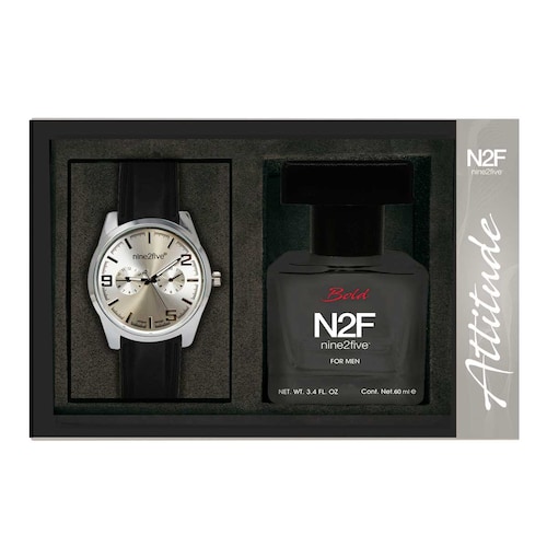 Set Reloj + Mini Fragancia para Caballero Nine 2 Five Setn2F118 Negro