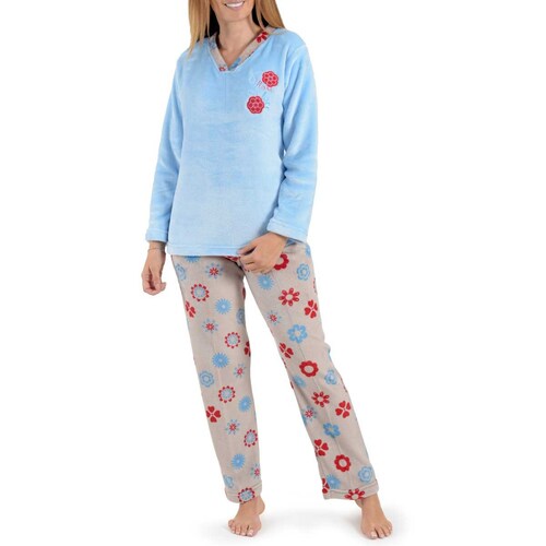 Pijama para Dama Flannel Estampado Flores Night Star