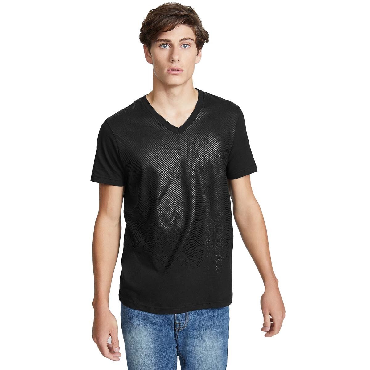 Playera Negra con Rayas G By Guess para Caballero