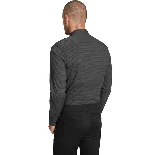 Camisa Clásica con Micro Cuadros Negro G By Guess para Caballero