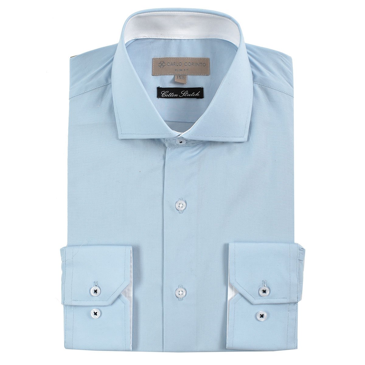 Camisa Vestir Azul Carlo Corinto Slim Fit