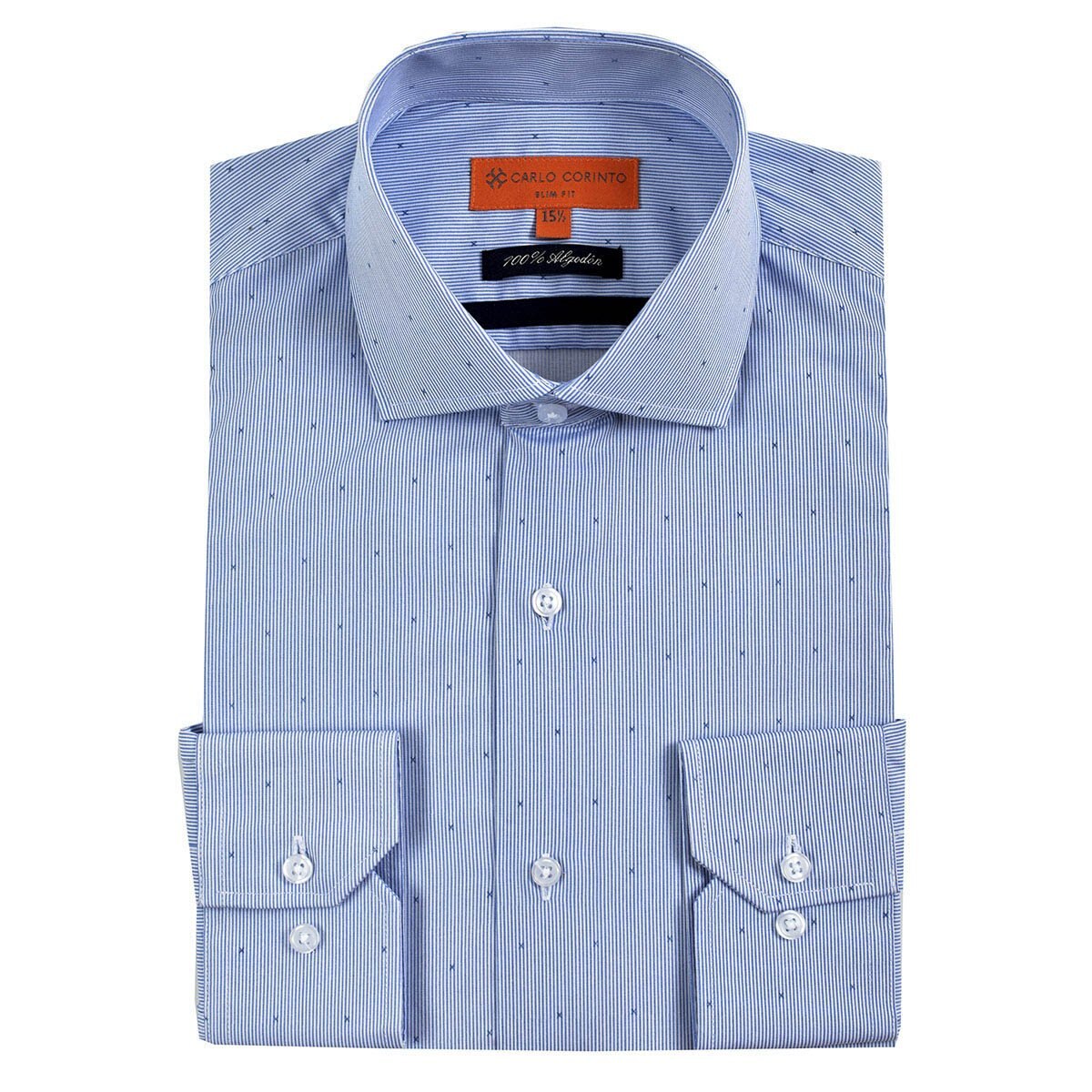 Camisa Vestir Azul Carlo Corinto Slim Fit para Caballero