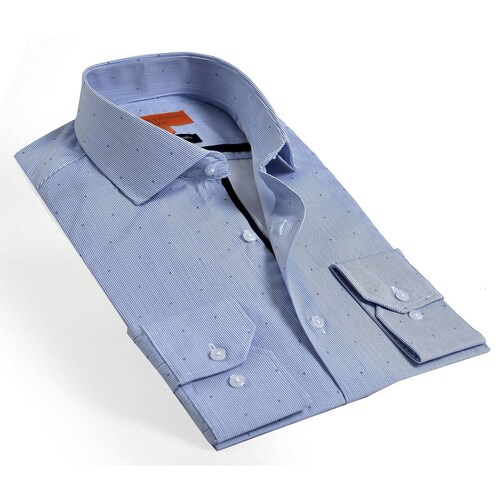 Camisa Vestir Azul Carlo Corinto Slim Fit para Hombre